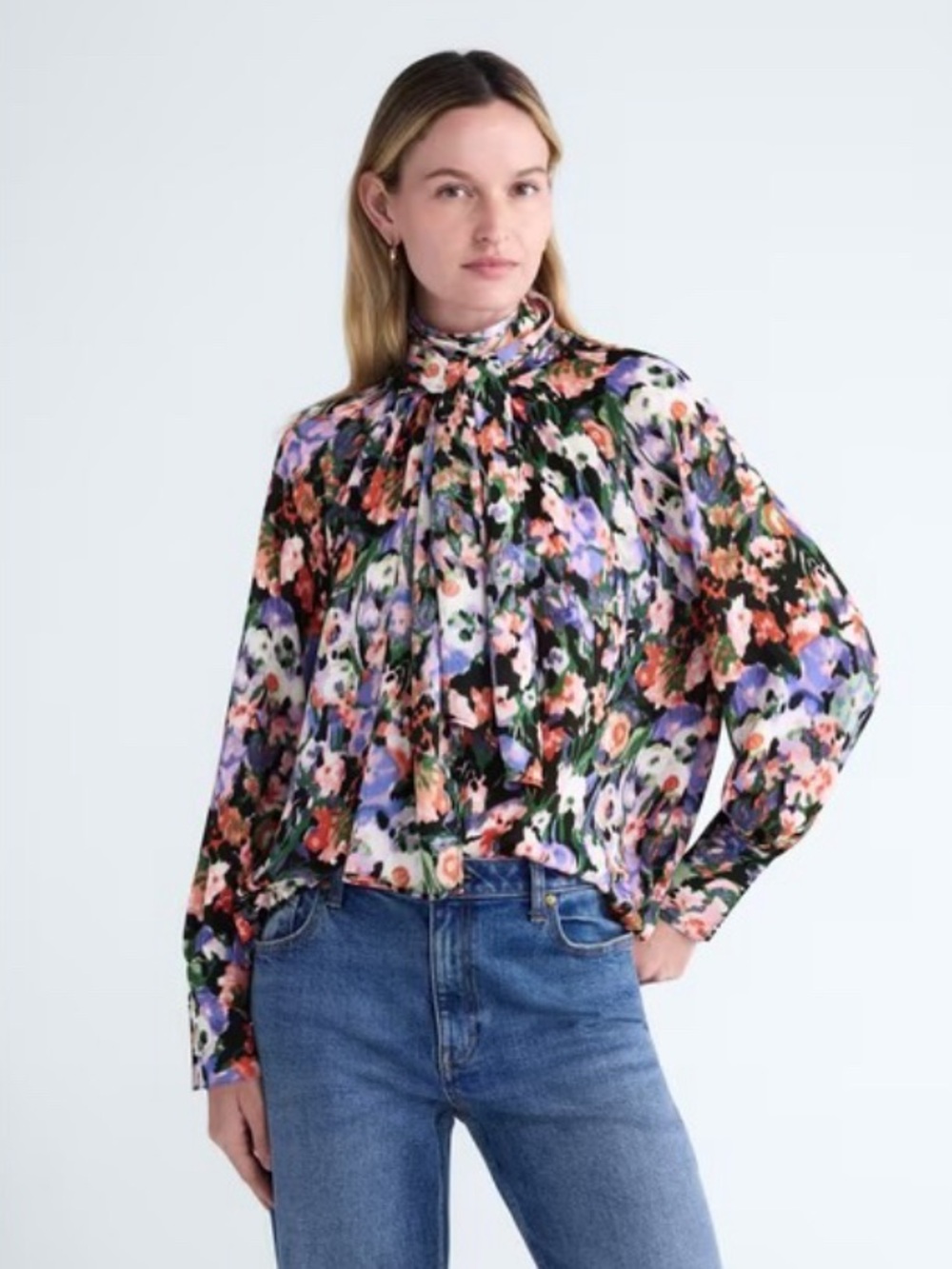 Scoop Women's and Women's Plus Tie Back Blouse